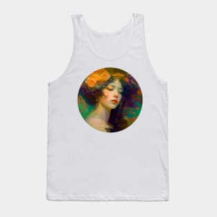 Vintage feminine Portrait , Abstract Girl painting,  pretty woman Tank Top